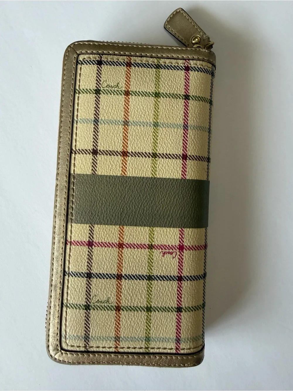 Vintage 2008 Coach 13040 Heritage Stripe Tattersall Plaid Satchel Wallet 3PC Set